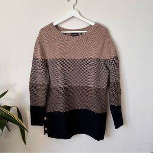Barbour Heather Knit Color Block Wool Blend Sweater Size 6